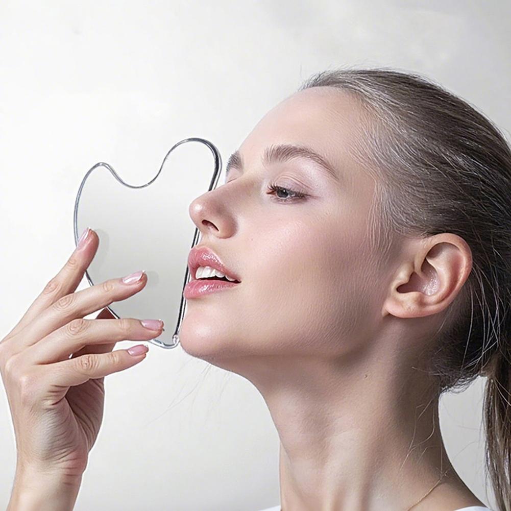 Gua Sha Tool Rose Quartz - Acciaio inossidabile Gua Sha Board Viso